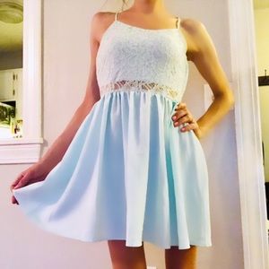baby blue lace skater dress